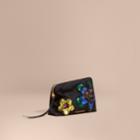 Burberry Burberry Large Zip-top Floral Embellished Pouch, Black
