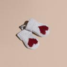 Burberry Burberry Heart Intarsia Cashmere Mittens, Size: Xs, Red