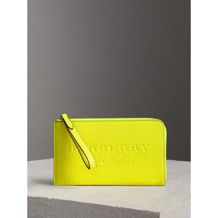 Burberry Burberry Embossed Neon Leather Travel Wallet
