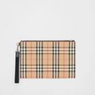 Burberry Burberry Vintage Check Cotton Zip Pouch, Beige