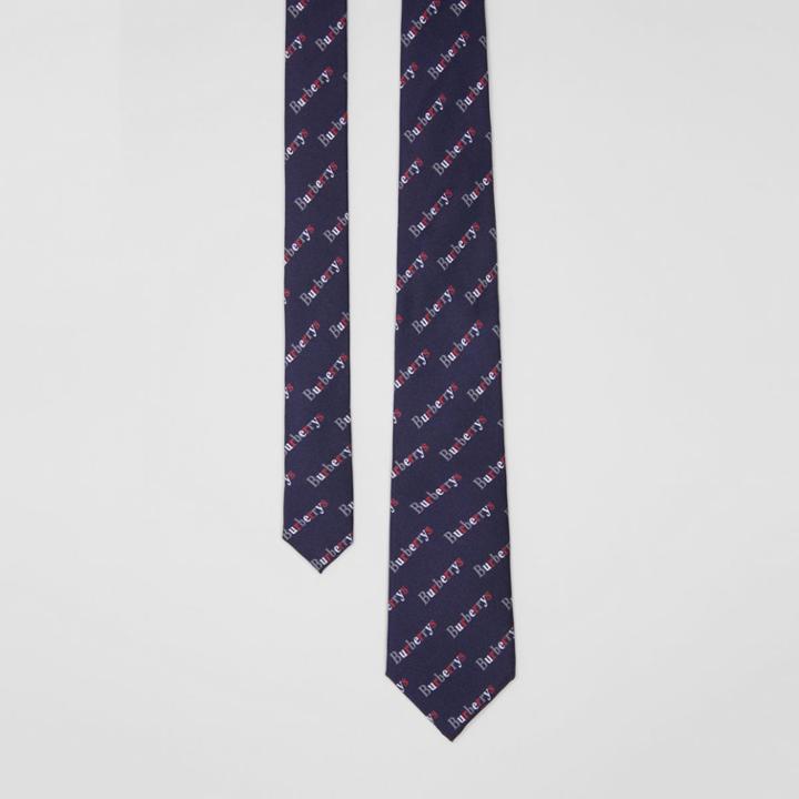 Burberry Burberry Modern Cut Archive Logo Print Silk Tie, Blue