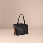 Burberry Burberry Medium Leather And House Check Tote Bag, Black