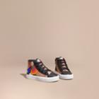 Burberry Burberry Printed House Check High-top Trainers, Size: 30, Black