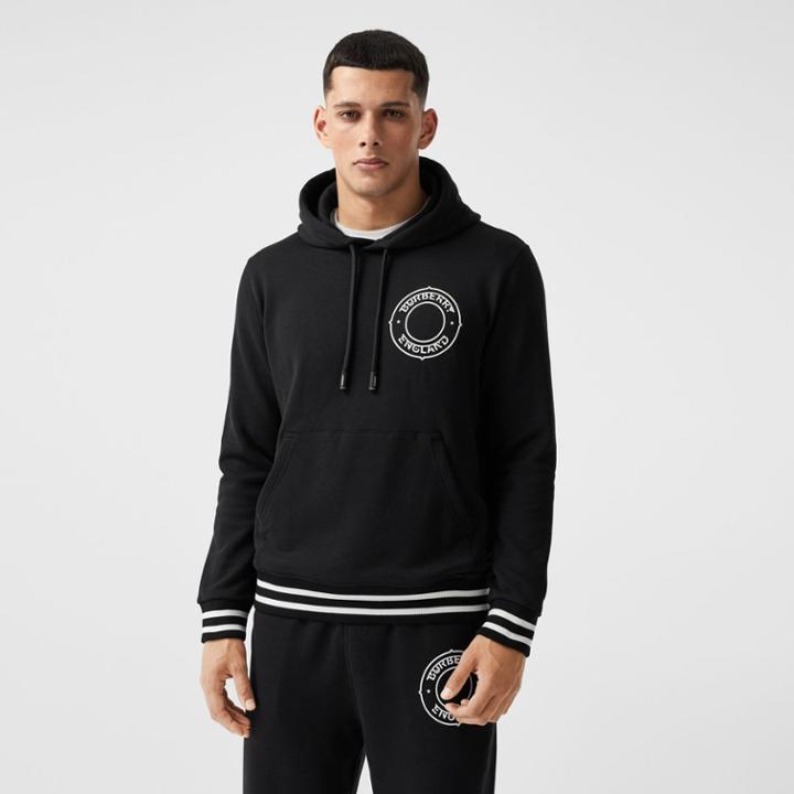 Burberry Burberry Logo Graphic Cotton Oversized Hoodie, Size: Xxxl, Black