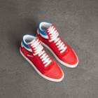 Burberry Burberry Leather And Suede High-top Sneakers, Size: 43, Red