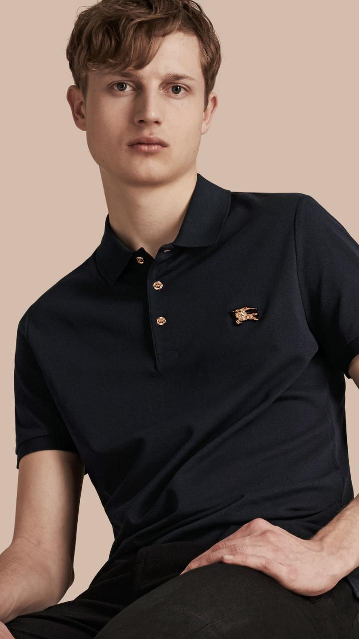 Burberry Burberry Fitted Mercerised Cotton-piqu Polo Shirt, Size: Xs, Blue