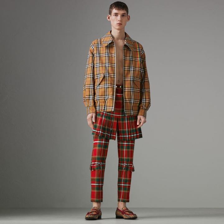 Burberry Burberry Modern Stewart Royal Tartan Punk Trousers, Size: 34, Red