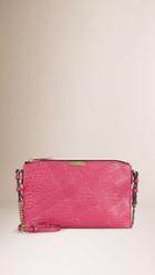 Burberry Burberry Check-embossed Leather Clutch Bag, Pink