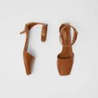 Burberry Burberry Monogram Motif Leather Kitten-heel Sandals, Size: 35, Brown