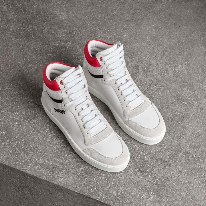 Burberry Burberry Leather And Suede High-top Sneakers, Size: 38, Red