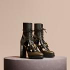 Burberry Leather And Snakeskin Cut-out Platform Boots