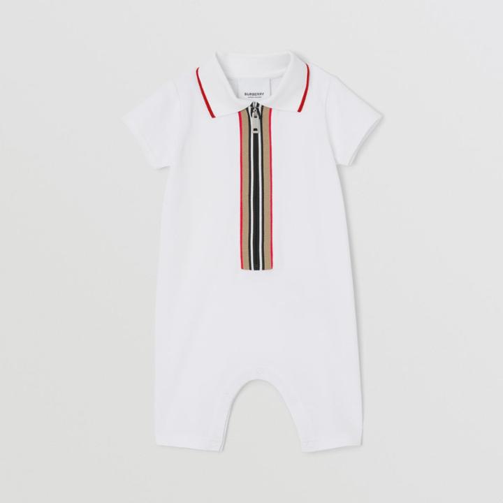 Burberry Burberry Childrens Icon Stripe Detail Stretch Cotton Playsuit, Size: 12m