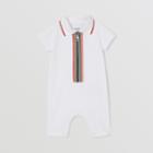 Burberry Burberry Childrens Icon Stripe Detail Stretch Cotton Playsuit, Size: 12m