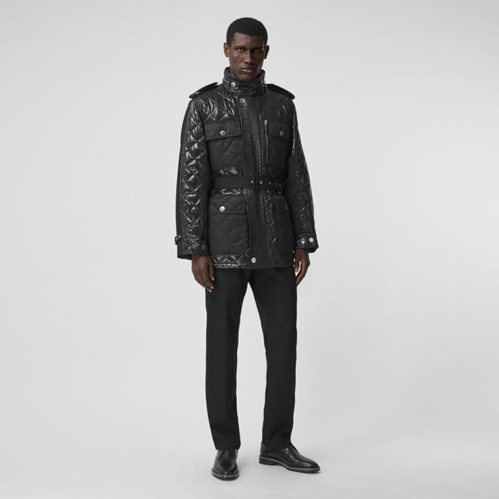 Burberry Burberry Packaway Hood Quilted Nylon And Cotton Field Jacket, Size: 40, Black