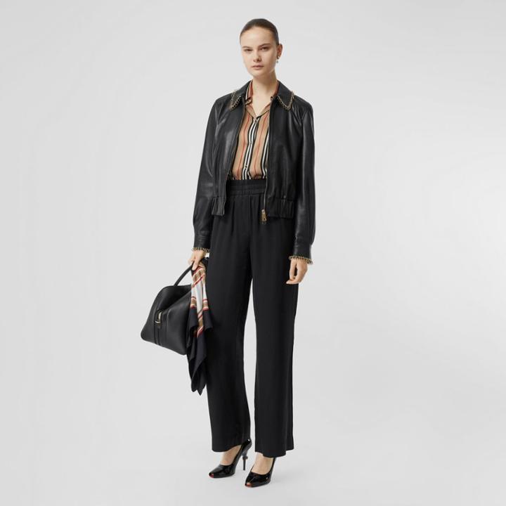 Burberry Burberry Silk Satin Trousers, Size: 00, Black