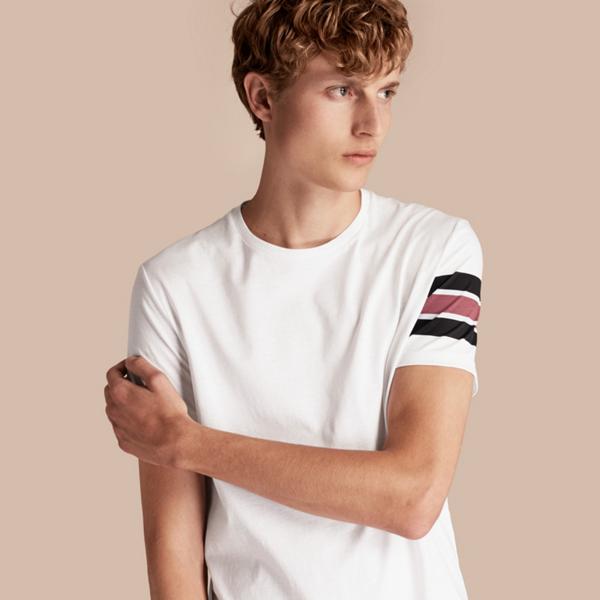 Burberry Cotton T-shirt With Regimental Detail