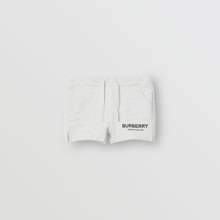 Burberry Burberry Childrens Logo Print Cotton Drawcord Shorts, Size: 18m, White