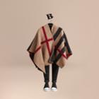 Burberry Burberry Check Wool Cashmere Blanket Poncho, Size: Os, Brown
