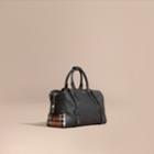Burberry Burberry Leather Holdall With House Check Detail, Black