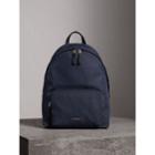 Burberry Burberry Leather Trim Nylon Backpack, Blue