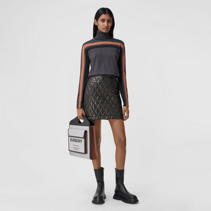 Burberry Burberry Diamond Quilted Lambskin Mini Skirt, Size: 02