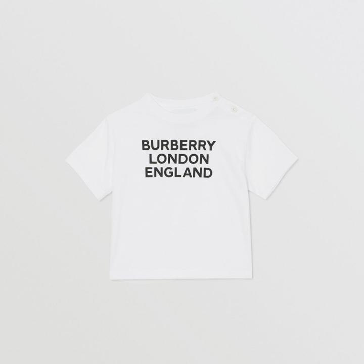 Burberry Burberry Childrens Logo Print Cotton T-shirt, Size: 6m, White
