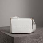 Burberry Burberry Small Embossed Leather Messenger Bag, White