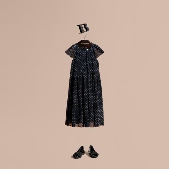 Burberry Burberry Flocked Cotton Tulle Dress, Size: 6y, Black