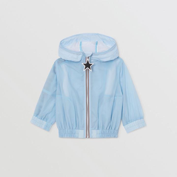 Burberry Burberry Childrens Star Detail Logo Print Lightweight Hooded Jacket, Size: 2y, Blue
