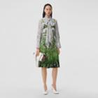 Burberry Burberry Meadow Print Crepe De Chine Pleated Skirt, Size: 04