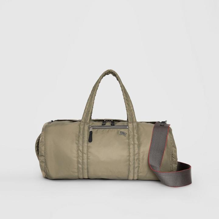 Burberry Burberry Large Ekd Aviator Nylon And Leather Barrel Bag, Green