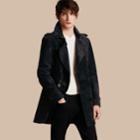 Burberry Burberry Suede Trench Coat, Size: 42, Blue
