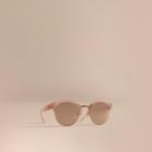 Burberry Burberry Check Detail Round Half-frame Sunglasses, White