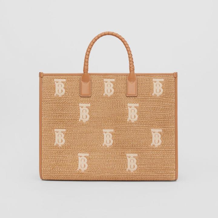 Burberry Burberry Large Faux Raffia And Leather Freya Tote
