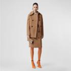 Burberry Burberry Button Panel Detail Wool Cashmere Pea Coat, Size: 04, Camel