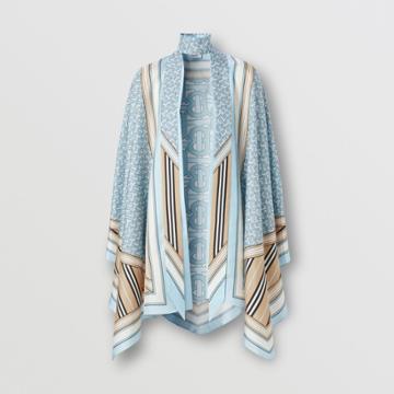 Burberry Burberry Scarf Detail Montage Print Silk Cape, Size: Os