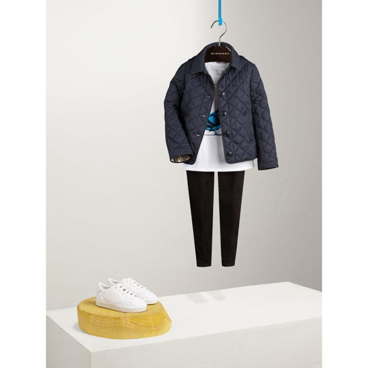 Burberry Burberry Check Lined Diamond Quilted Jacket, Size: 12y, Blue