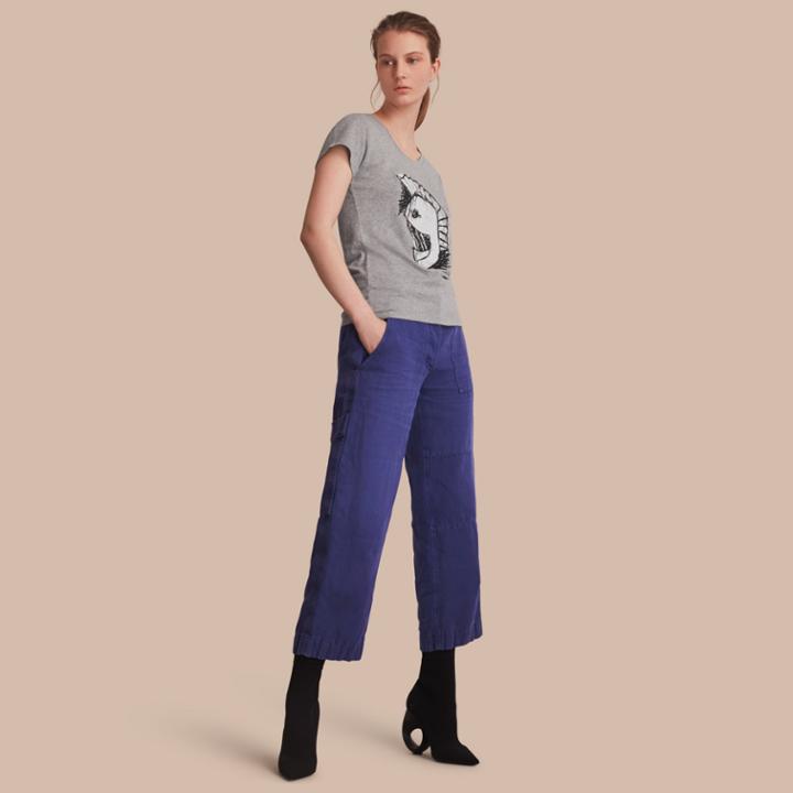 Burberry Burberry Pallas Helmet Motif Cotton T-shirt, Grey