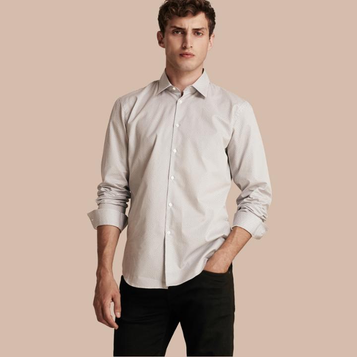Burberry Burberry Modern Fit Micro Print Cotton Shirt, Blue