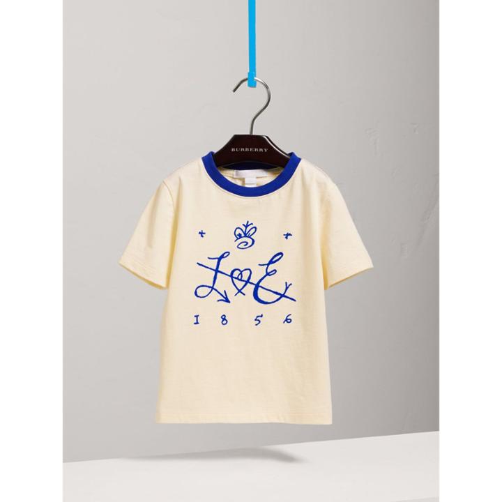 Burberry Burberry Flocked Emblem Cotton T-shirt, Size: 8y, White