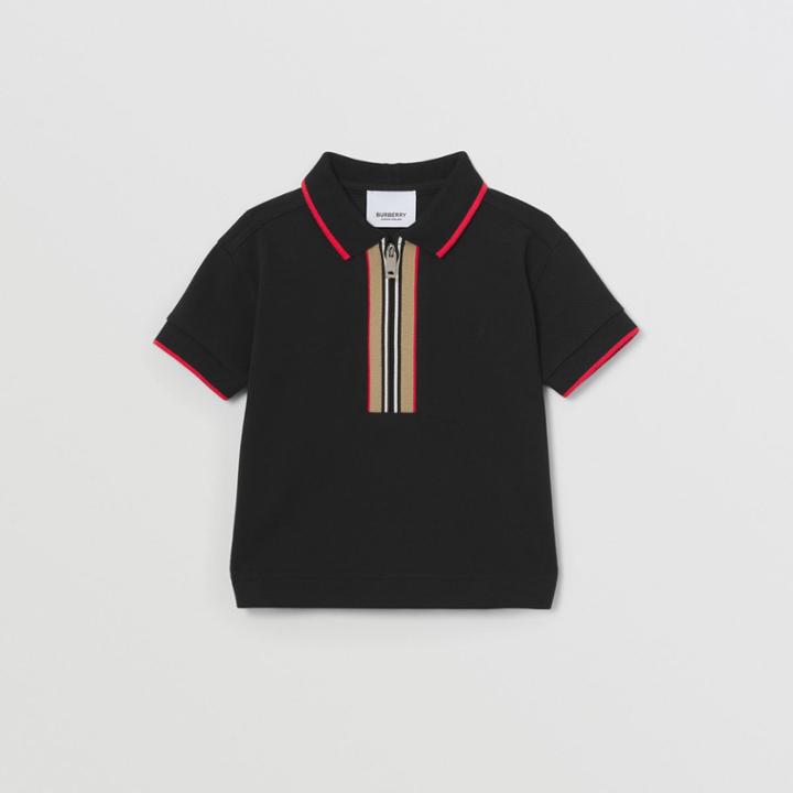 Burberry Burberry Childrens Icon Stripe Detail Cotton Zip-front Polo Shirt, Size: 2y