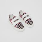 Burberry Burberry Childrens Chequerboard Stretch Cotton And Leather Sneakers, Size: 11