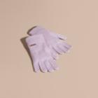 Burberry Burberry Ribbed Knit Wool Cashmere Gloves, Purple