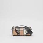 Burberry Burberry The Vintage Check E-canvas And Leather Barrel Bag, Black
