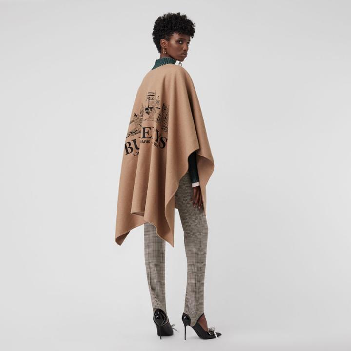 Burberry Burberry Embroidered Skyline Cashmere Poncho, Size: M/l