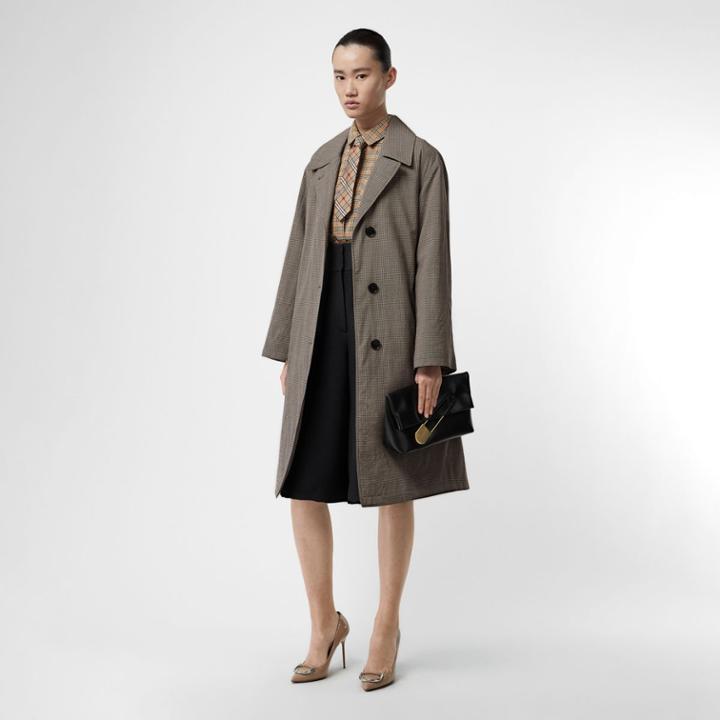 Burberry Burberry Oversized Check Wool Single-breasted Coat, Size: 00, Taupe