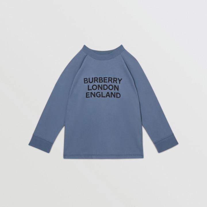 Burberry Burberry Childrens Long-sleeve Logo Print Cotton Top, Size: 14y, Blue