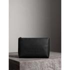 Burberry Burberry Large Embossed Leather Zip Pouch, Black