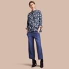 Burberry Burberry Pleated Bib Beasts Print Cotton Shirt, Size: 02