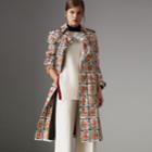 Burberry Burberry Scribble Check Cotton Trench Coat, Size: 06